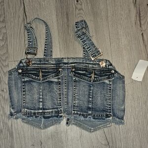 Stylish Women's Denim Crop Top with Adjustable Straps